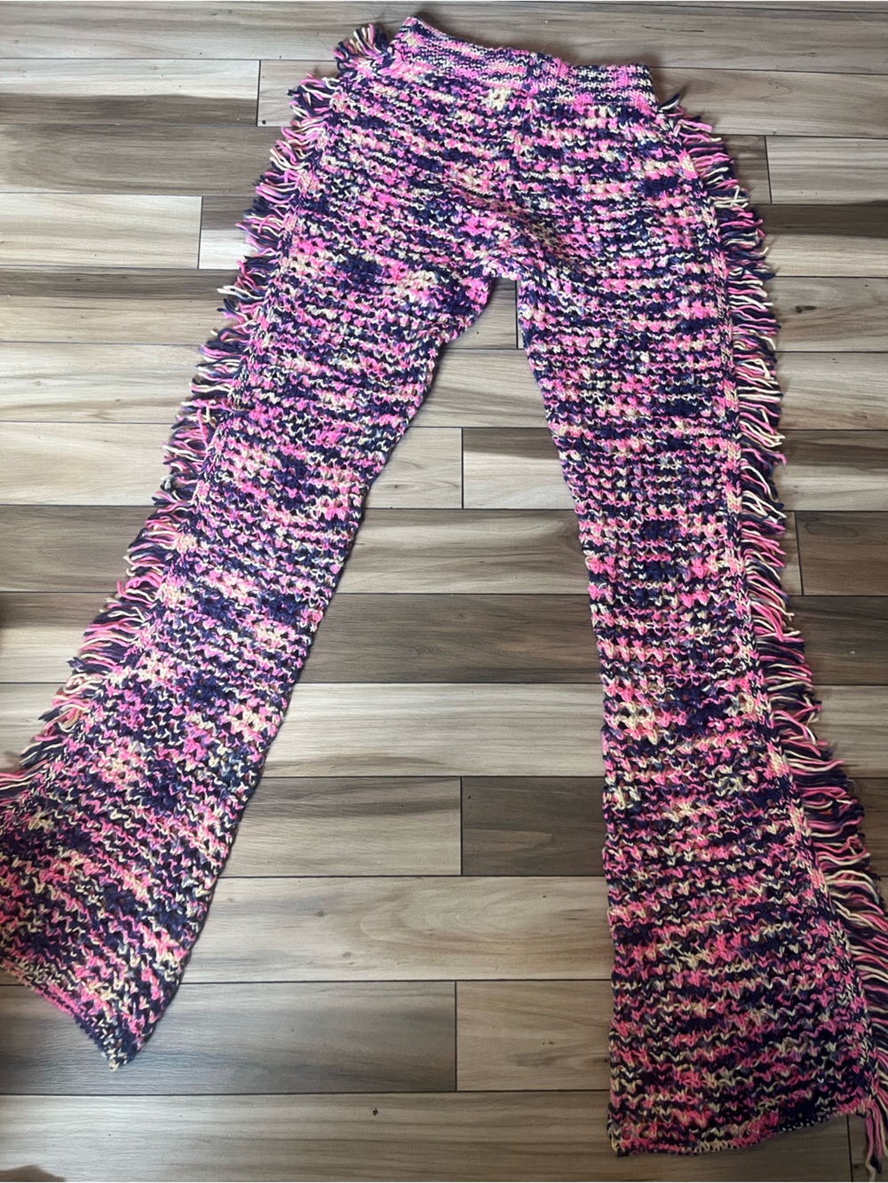Multicolor Knit Fringe leggings- Pink, Purple, Black ,Yellow